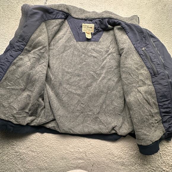 LL Bean Fleece Lined Insulated Warm Up Jacket Mens XL 0 UF49 Navy Full Zip - Picture 8 of 10